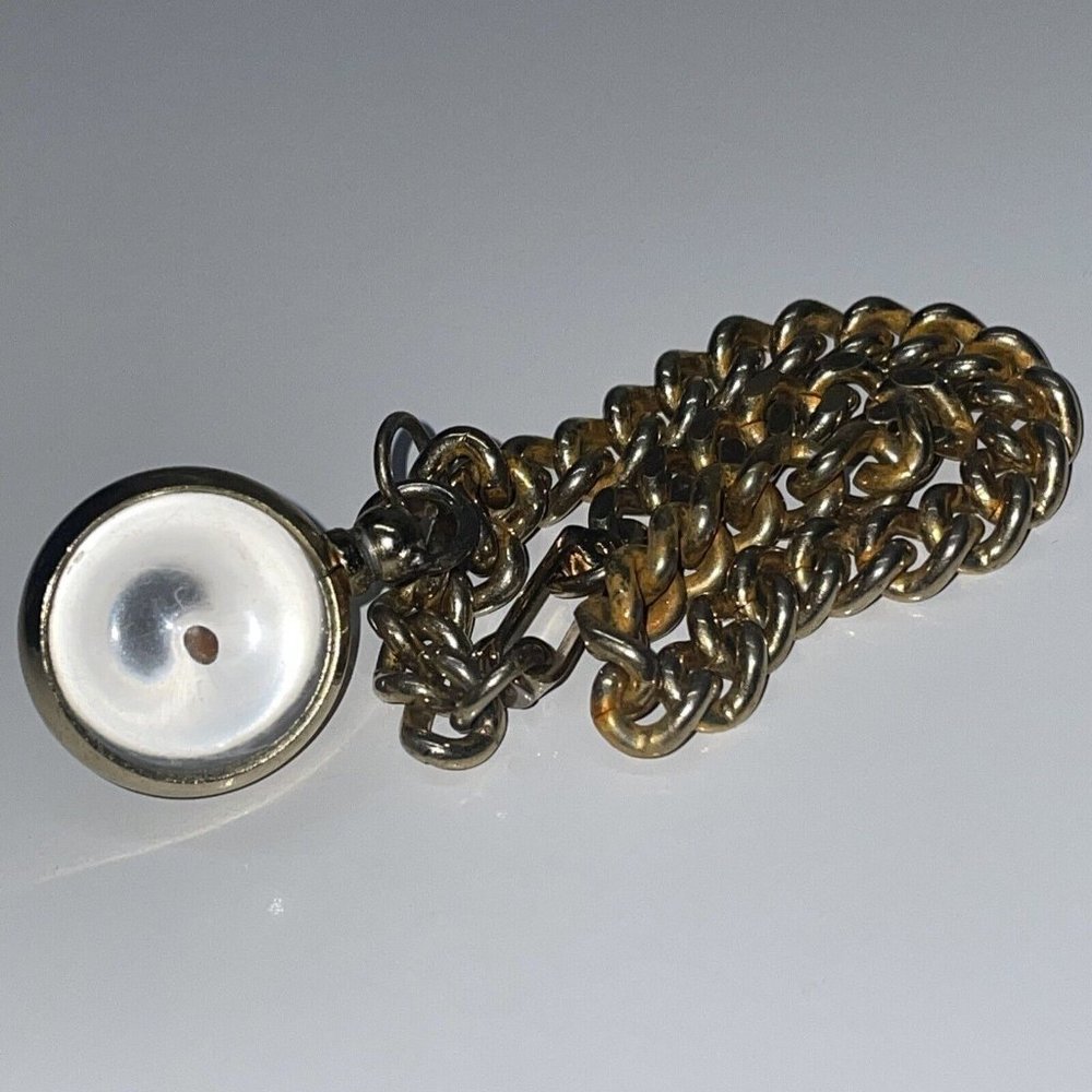 VTG 60s Lucite Mustard Seed Amulet of Faith‎ Charm Bracelet Faded Gold Tone READ